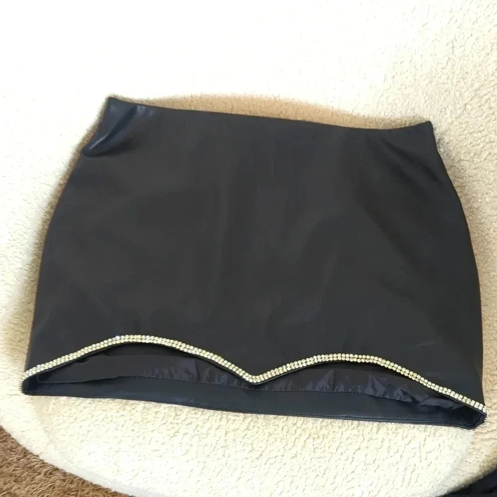 Forever 21 | Faux Leather Skirt with Rhinestone